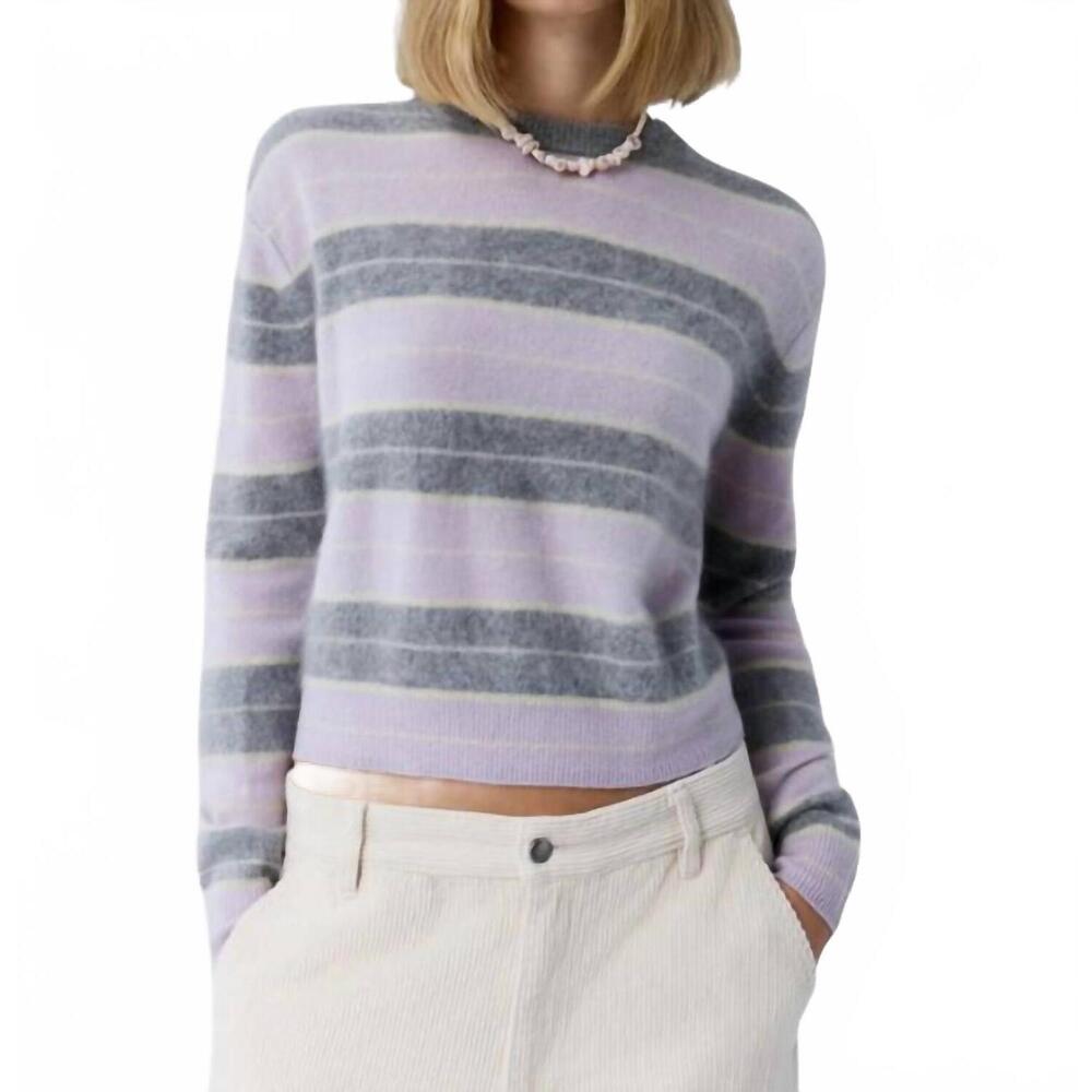 NEW GUEST IN RESIDENCE grizzly stripe crew sweater in dusk combo